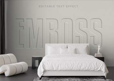 Embossed 3d editable text effect. Emboss text effect mockup template Wall mural