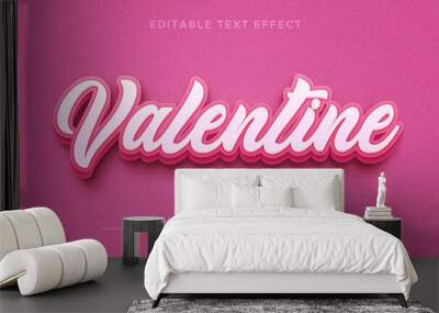 Happy valentine editable text effect. Pink text effect mockup template Wall mural