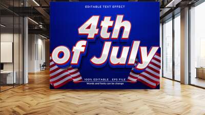 Independence day of america text style. 4th of july editable text effect Wall mural