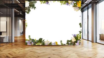 frame of flowers white yellow isolated​ with clipping​ path​ Wall mural