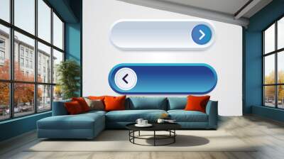 White and blue button  with an arrow. web site, icon template and ui.services, blogs, websites. Wall mural