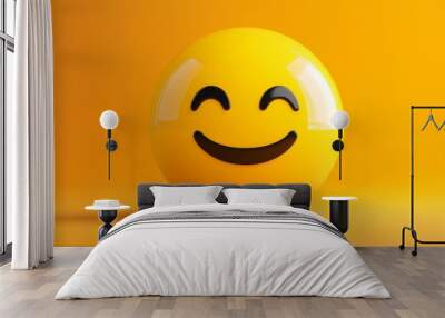 A bright and cheerful smile emoticon, radiating positivity and warmth, perfect for expressing joy and happiness in any digital conversation Wall mural