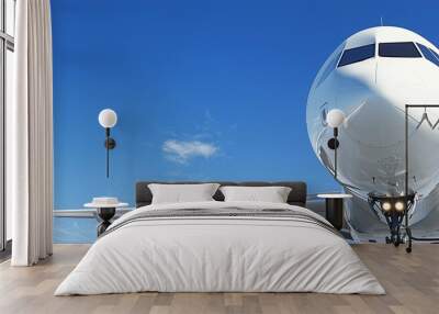 Aerospace flying for transportation in the sky. Airplane technology for business and service Wall mural