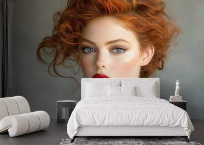 Contemporary fashion female model with vibrant color. Beauty woman portrait concept Wall mural