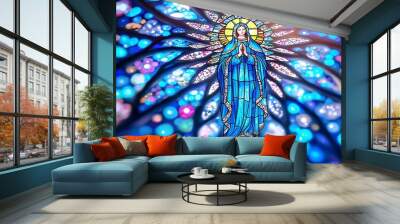 Virgin mary, Christian religion symbol. Mother of Catholic prayer Wall mural