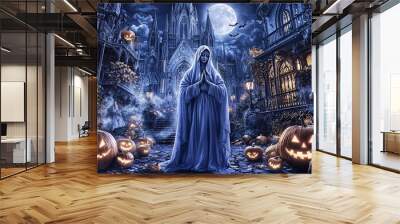 Virgin mary illustration in Halloween themed with copy space Wall mural