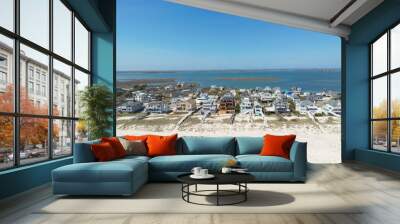 Aerial view of luxury homes along the beach in the Hamptons Long Island New York Wall mural