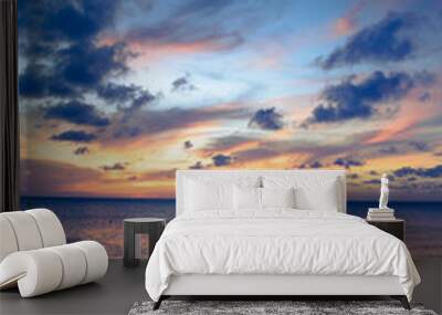 Beautiful beach scene with  sea and sunset sky Wall mural