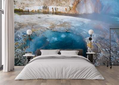 View of geothermal geyser seen from Yellowstone National Park, Wyoming. Wall mural