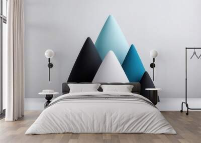 3D shapes rearranging into a cohesive branding design, logo formation, 3D illustration Wall mural