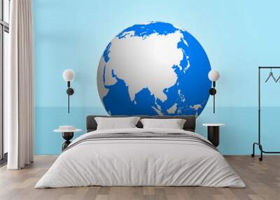 3d render globe sphere on blue background Wall mural