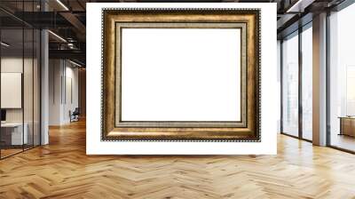 Golden wood frame on white background Wall mural