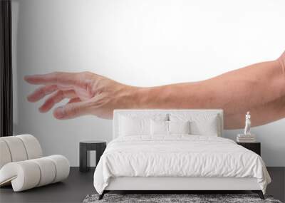 Man hand isolated on white background, clipping path Wall mural