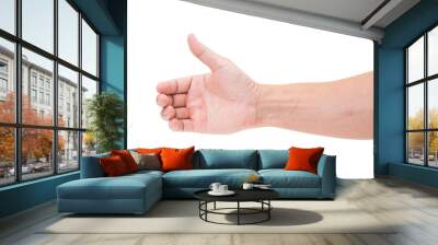 Man hand isolated on white background, clipping path Wall mural