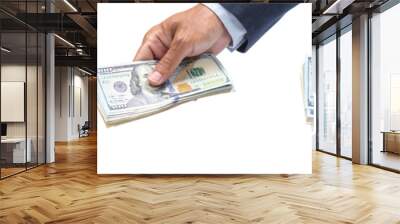 Set of Businessman hand holding US. dollar banknote isolated on white background Wall mural