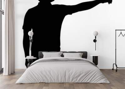 Silhouette man with hand pointing Wall mural