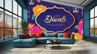 Happy Diwali, festival of lights. Wall mural