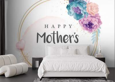 Mother's day greeting card with beautiful blossom flowers background Wall mural