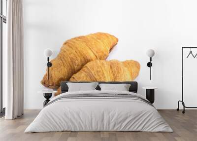 two croissant on white background Wall mural