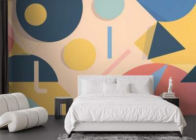 Minimalist Geometric Shape Display Wall - an elegant and contemporary visual. The minimalist design creates a clean and sophisticated backdrop for various displays. Wall mural