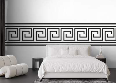 Seamless meander patterns. Greek meandros, fret or key. Black ornament for Acient Greece style borders. Vector illustration Wall mural