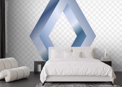 Impossible shape, grey rhombus, abstract vector objects Wall mural