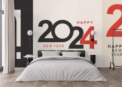 2024 typography design concept.Happy new year 2024 cover design with stylish and nice colors for banners, posters and greetings. Wall mural