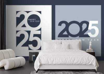 2025 typography design concept.Happy new year 2025 cover design with stylish and nice colors for banners, posters and greetings.	 Wall mural