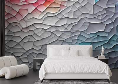 White and multicolored wavy dynamic motion flow graphic. motion light shape curve. banner template cover wavy. texture background,, neat cracks, 8k quality.generative ai Wall mural