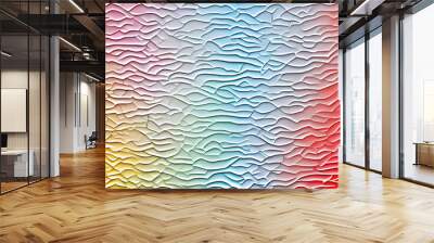 White and multicolored wavy dynamic motion flow graphic. motion light shape curve. banner template cover wavy. texture background,, neat cracks, 8k quality.generative ai Wall mural