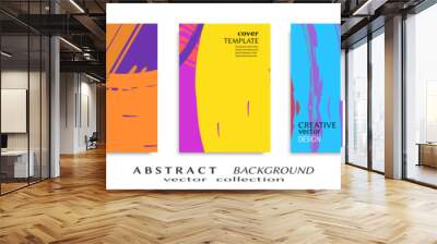 Abstract backgrouns set, grunge texture. Minimalistic art, brush strokes style. Design for card, brochure, banner idea, book cover, booklet print, flyer sheet a4. Collage page, web header template. Wall mural