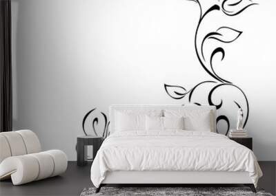 decorative corner design with stylized flowers, leaves and curls. graphic decor Wall mural