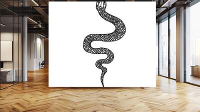 Hand drawn snake illustration in doodle style. Design element for poster, card, t shirt. Wall mural