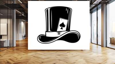 Illustration of vintage hat with ace of spades. Design element for logo, label, sign, poster, card. Vector illustration Wall mural