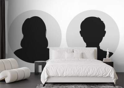 Male and female portraits, silhouettes, avatars or profiles for unknown anonymous persons. Man, woman, people Wall mural