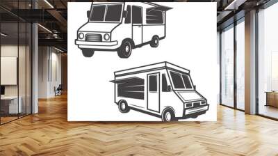 Set of food trucks isolated on white background. Design elements Wall mural