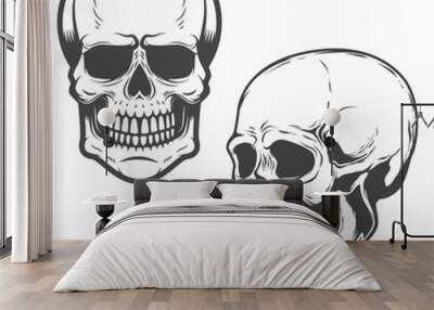 Set of the vector skulls isolated on white background. Vector design elements. Wall mural