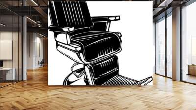 Vintage barber chair vector illustration. Perfect for barbershop logos, posters, and promotional materials Wall mural