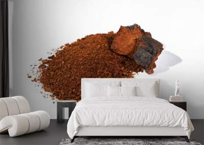 Chaga Mushroom Powder - natural treatment suplement, isolated on white background
 Wall mural