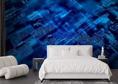 Abstract Digital Background Science Technology Networks Big Data Link 3D rendering. Wall mural