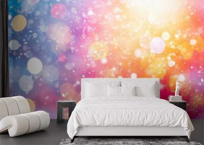 Bokeh magic background colorful light christmas holiday defocused blinking blurred glowing sparkling Wall mural