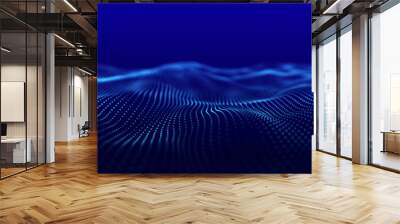 Futuristic wave. Network connection structure in cyberspace. 3D rendering. Wall mural