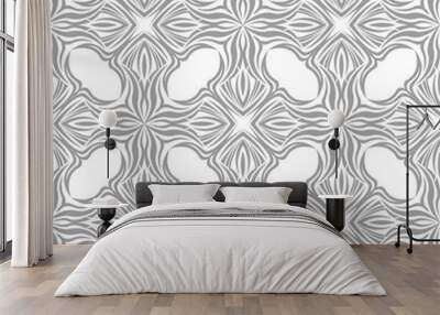 Gray floral seamless pattern on white background Wall mural