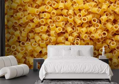 Raw Ditalini Pasta background, top view. Wall mural