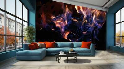 sparks of blue fire on coals in the night Wall mural