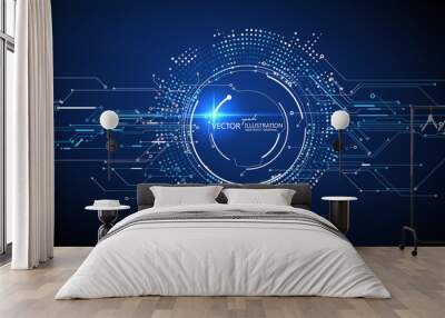 Circuit composed of abstract graphics,Science and technology background. Wall mural