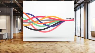 Multiple colored ropes converging into arrows in the same direction, vector graphics. Wall mural