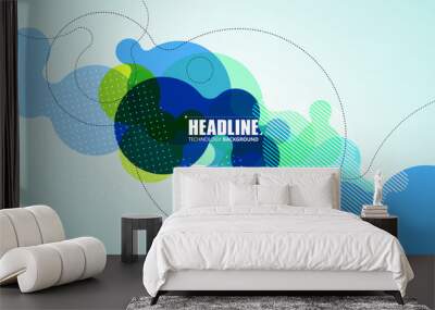 Superimposed water drop shape of abstract graphics, vector background. Wall mural