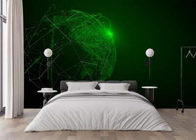 The Earth is made up of digital codes., a sense of science and technology abstract graphics. Wall mural