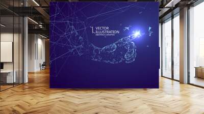 The virtual hand of the line, the technical illustration. Wall mural